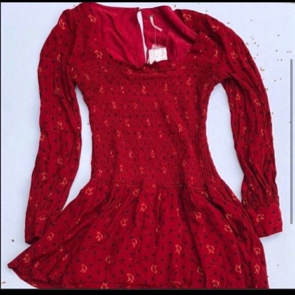 FREE PEOPLE TWO FACES PRINTED MINI DRESS RUBY M - Picture 3 of 4